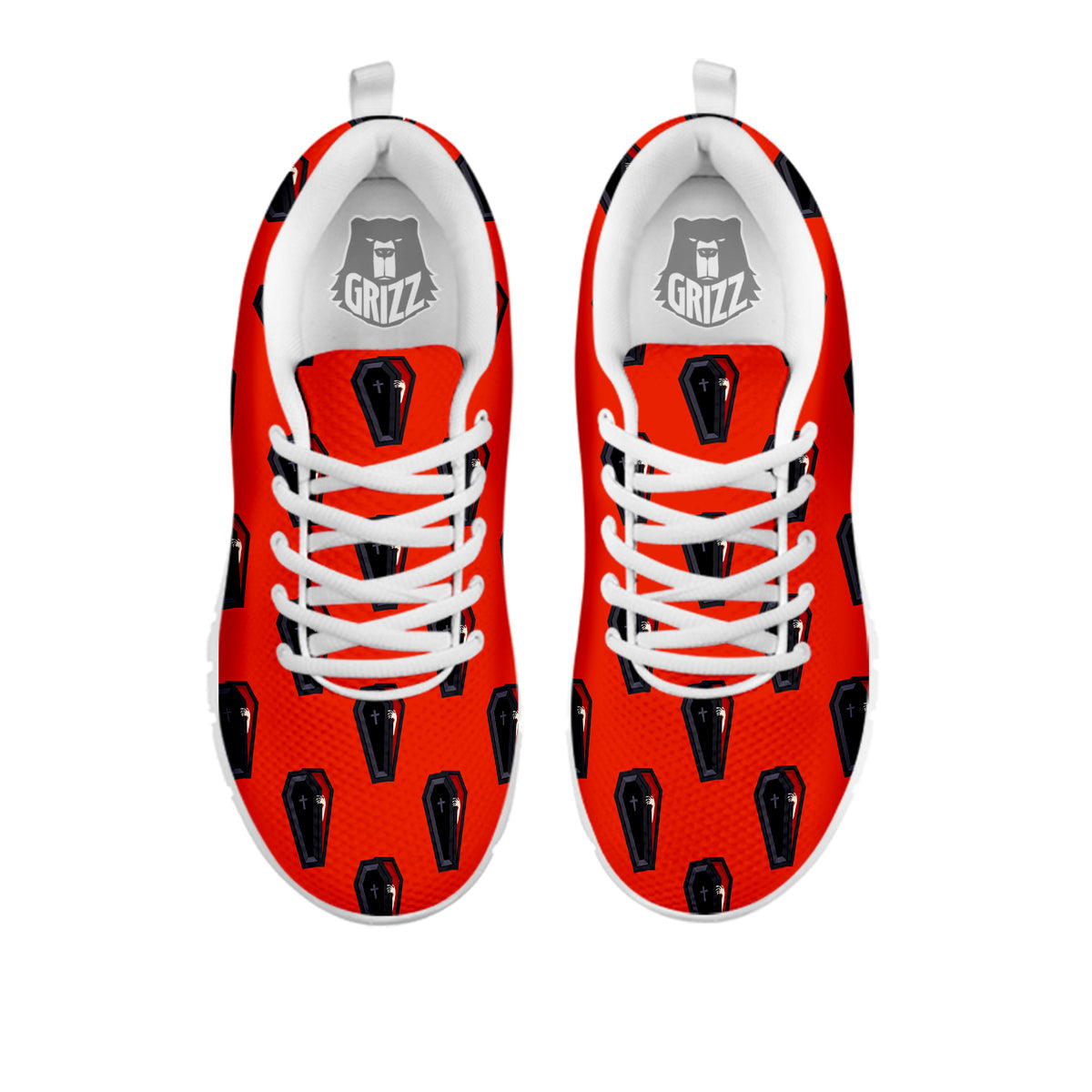 Black Coffin Red Print Pattern White Sneaker-grizzshop