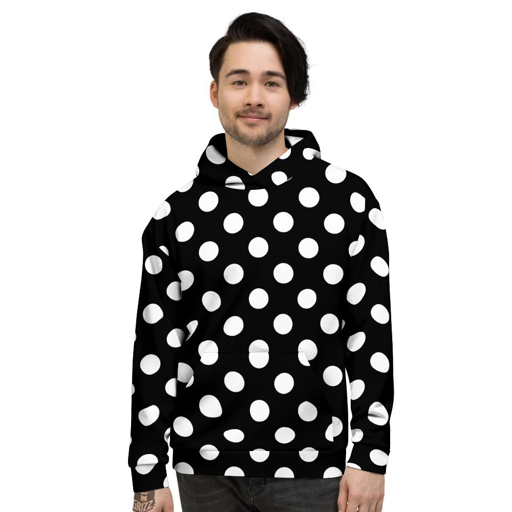 Black and white polka dot hoodie best sale