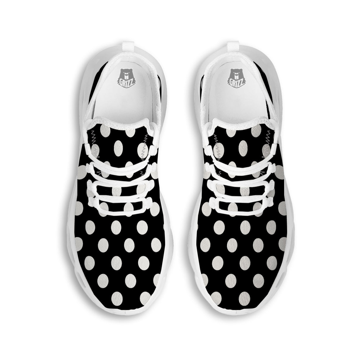 Black Color Polka Dot Print Pattern White Running Shoes-grizzshop