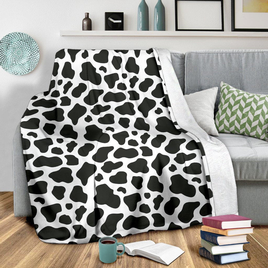 Black Cow Pattern Print Blanket-grizzshop