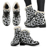 Black Cow Pattern Print Comfy Winter Boots-grizzshop