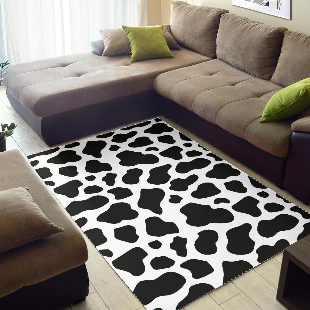 Black Cow Pattern Print Floor Mat-grizzshop