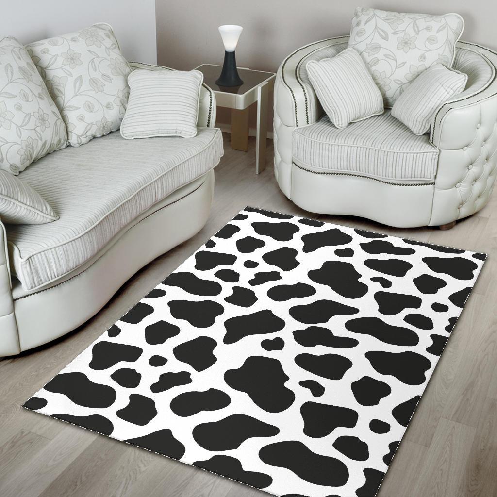 Black Cow Pattern Print Floor Mat-grizzshop