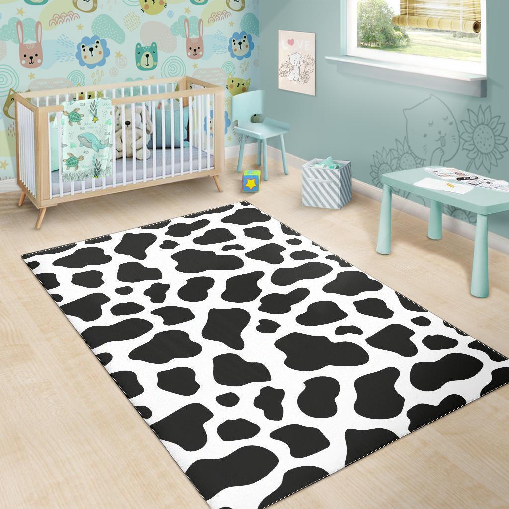 Black Cow Pattern Print Floor Mat-grizzshop