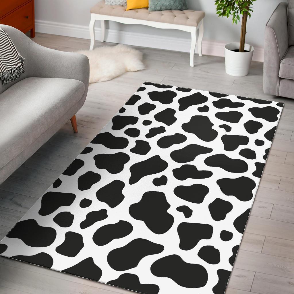 Black Cow Pattern Print Floor Mat-grizzshop