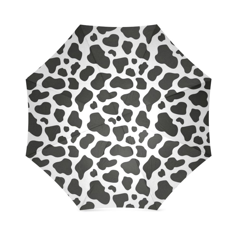 Black Cow Pattern Print Foldable Umbrella-grizzshop
