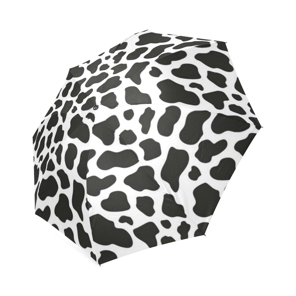 Black Cow Pattern Print Foldable Umbrella-grizzshop