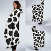 Black Cow Pattern Print Hooded Blanket-grizzshop