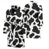 Black Cow Pattern Print Men Long Robe-grizzshop