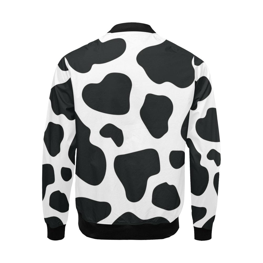 Black Cow Pattern Print Men's Bomber Jacket-grizzshop
