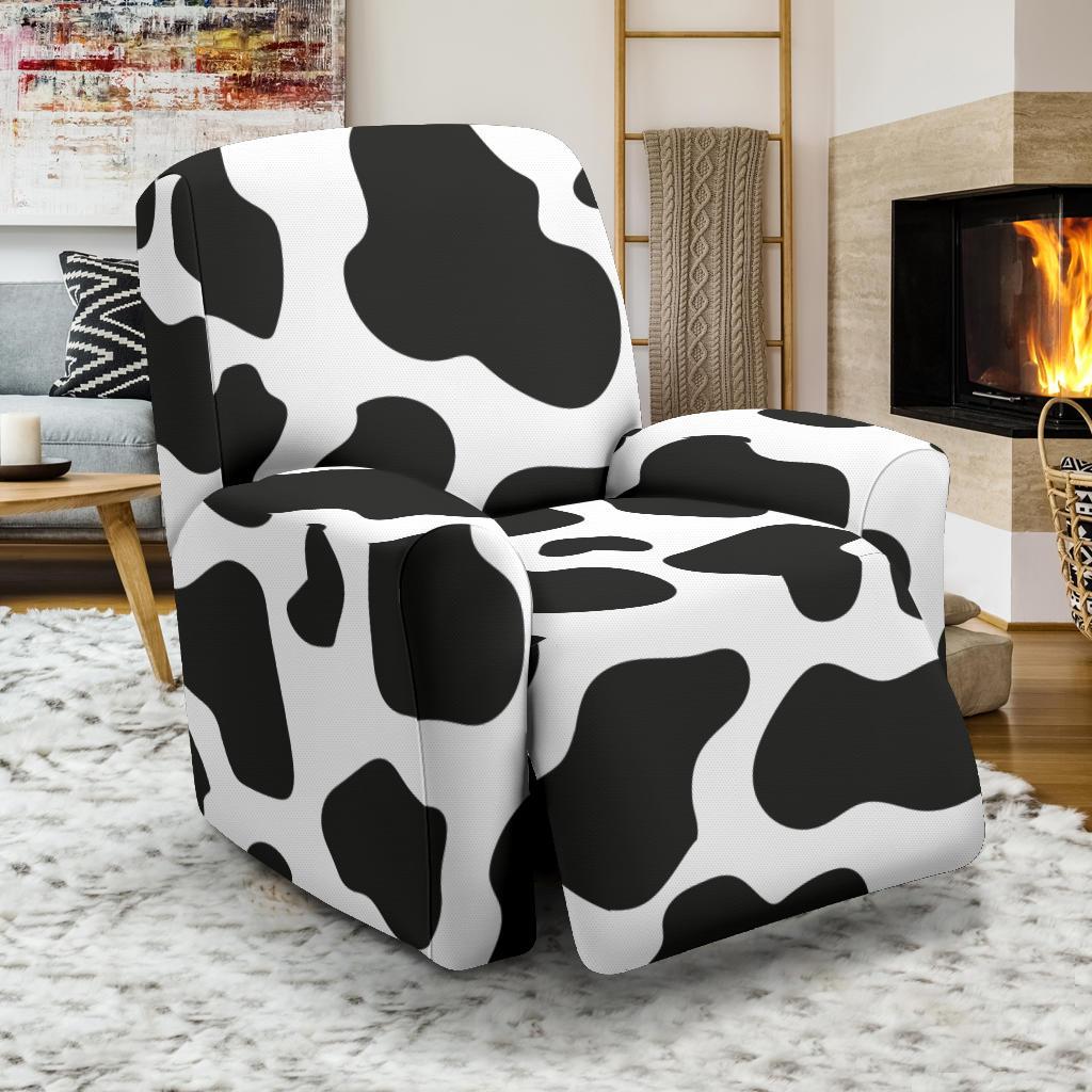 Black Cow Pattern Print Recliner Cover-grizzshop