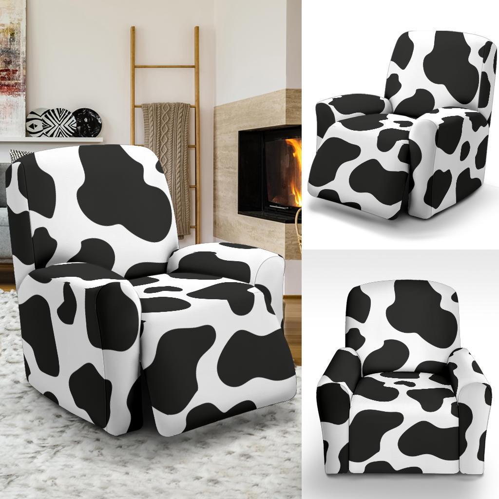 Black Cow Pattern Print Recliner Cover-grizzshop