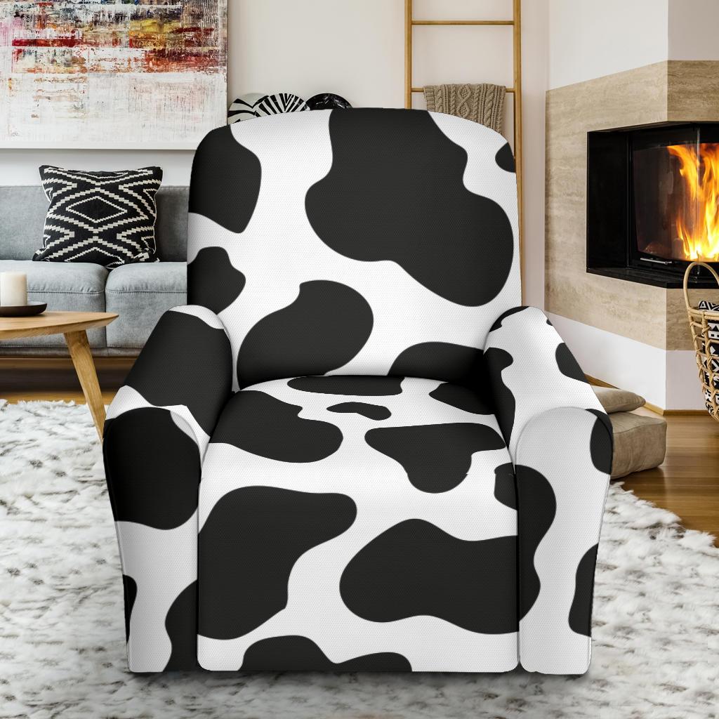 Black Cow Pattern Print Recliner Cover-grizzshop