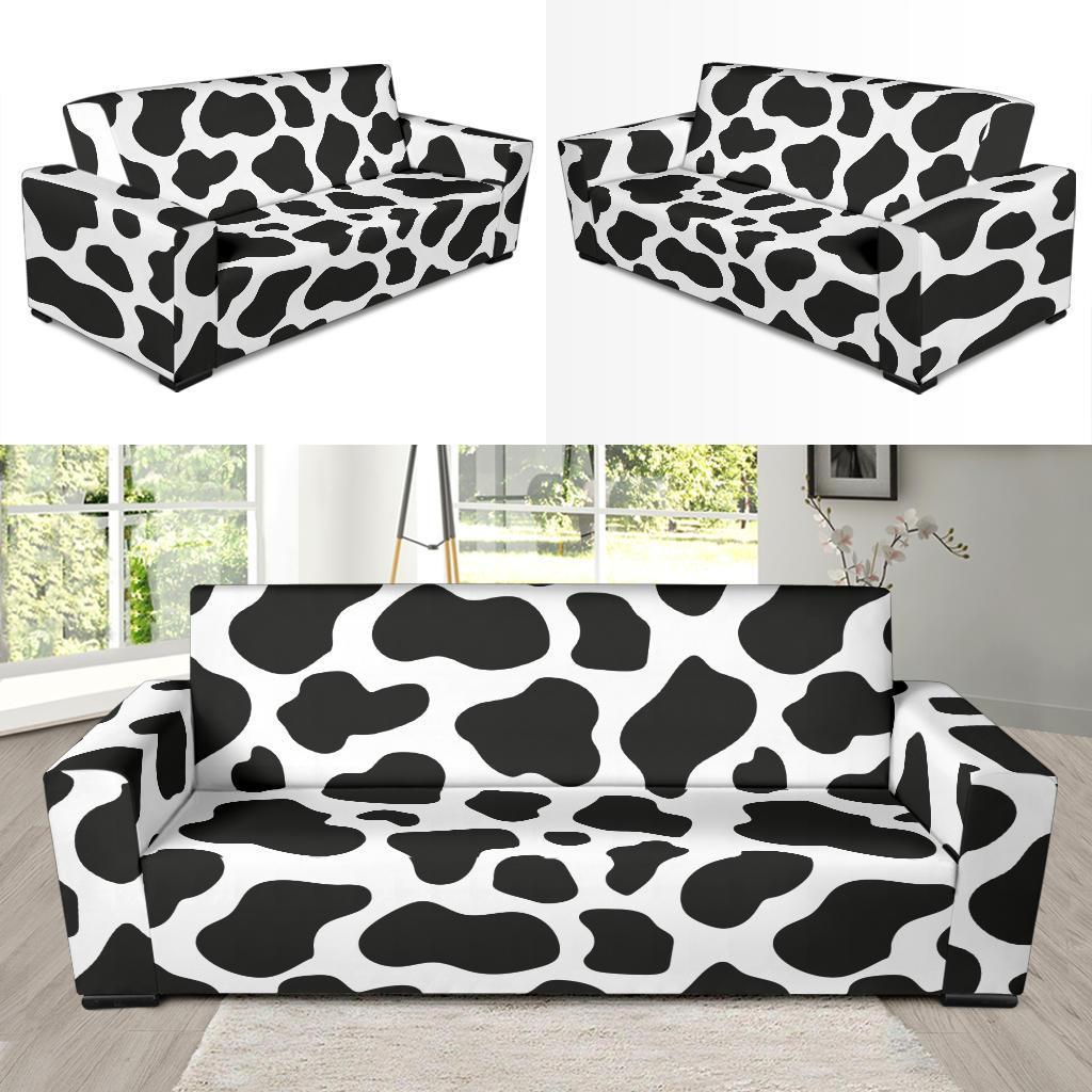 Black Cow Pattern Print Sofa Covers-grizzshop