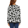 Black Cow Pattern Print Women Crewneck Sweatshirt-grizzshop