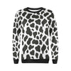 Black Cow Pattern Print Women Crewneck Sweatshirt-grizzshop