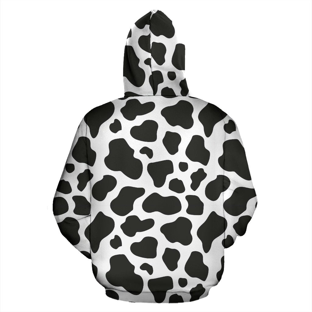 Black Cow Pattern Print Women Men Pullover Hoodie-grizzshop