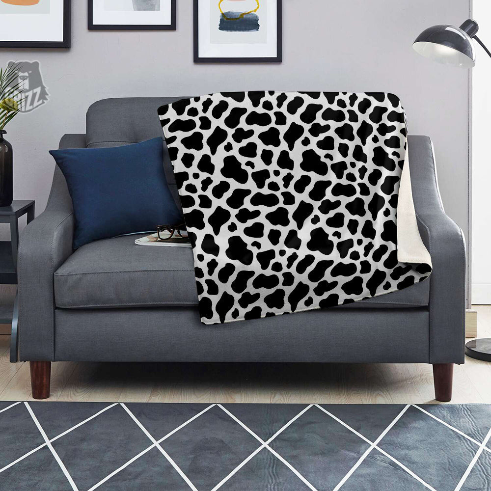 Black Cow Print Pattern Blanket-grizzshop