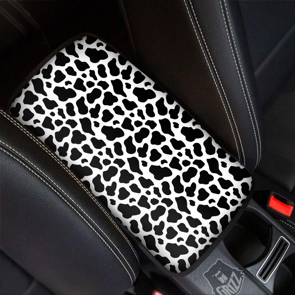 Black Cow Print Pattern Car Center Console Cover-grizzshop