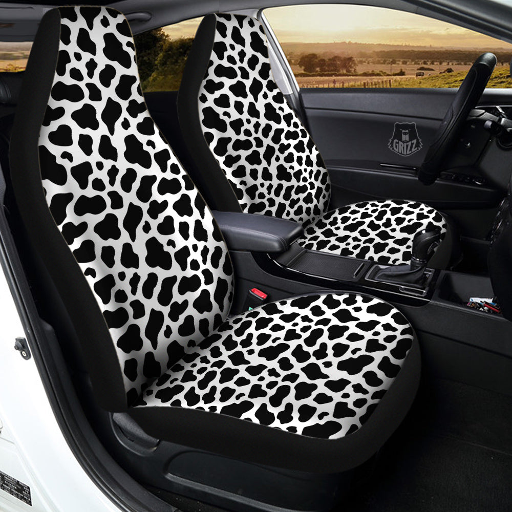Black Cow Print Pattern Car Seat Covers-grizzshop