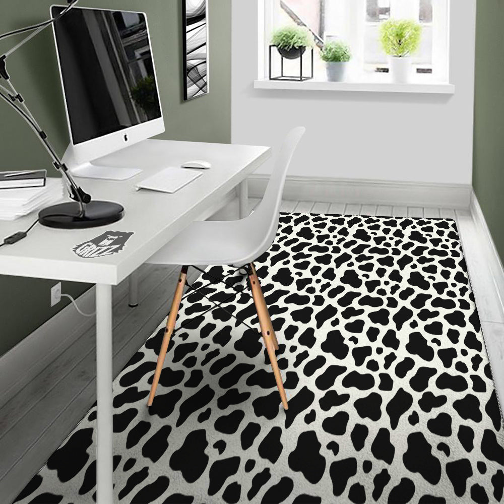 Black Cow Print Pattern Floor Mat-grizzshop