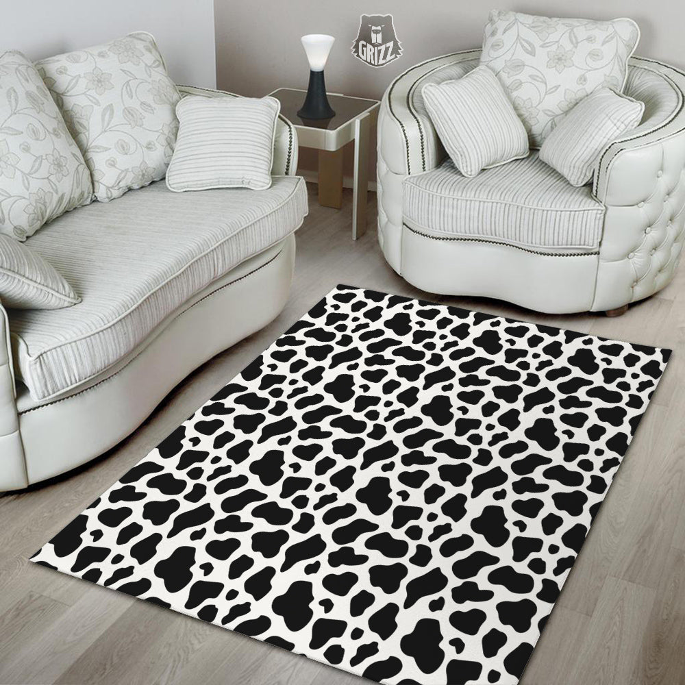 Black Cow Print Pattern Floor Mat-grizzshop