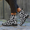 Black Cow Print Pattern Leather Boots-grizzshop