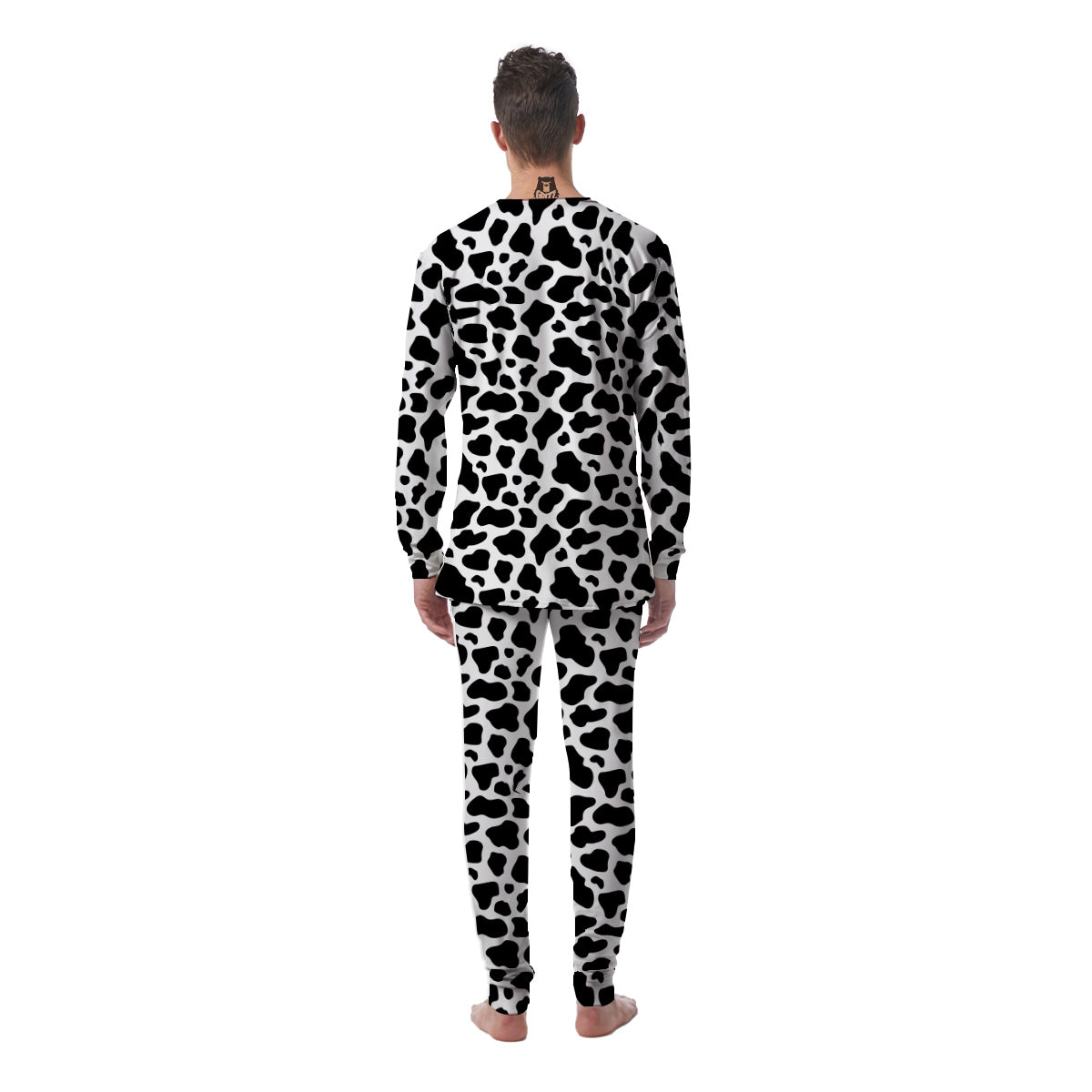 Black Cow Print Pattern Men's Pajamas-grizzshop