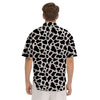 Black Cow Print Pattern Men's Short Sleeve Shirts-grizzshop