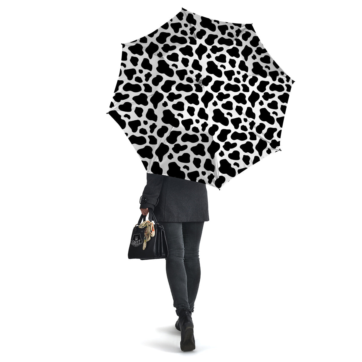 Black Cow Print Pattern Umbrella-grizzshop