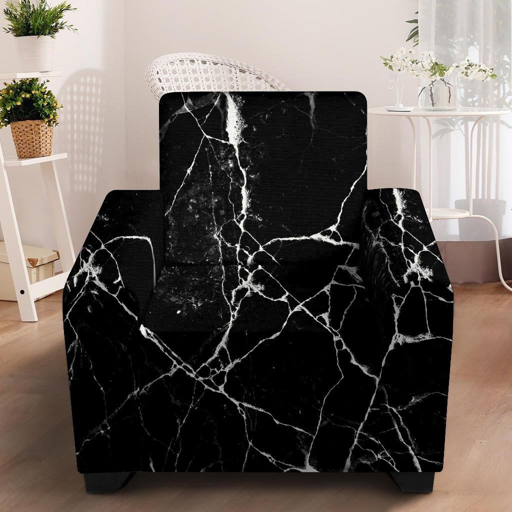 Black Cracked Marble Armchair Cover-grizzshop