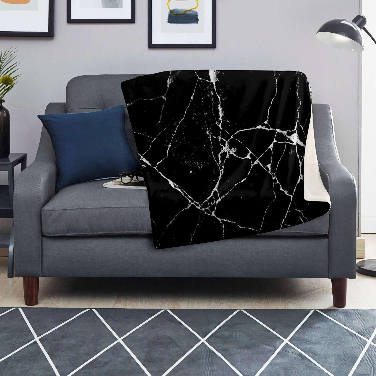 Black Cracked Marble Blanket-grizzshop