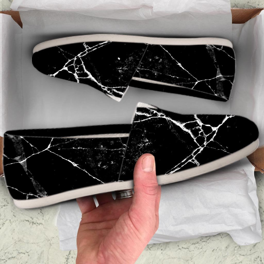 Black Cracked Marble Canvas Shoes-grizzshop