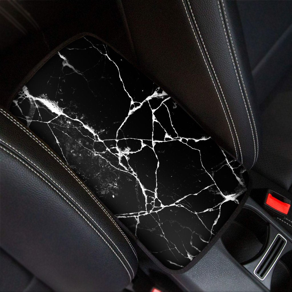 Black Cracked Marble Car Console Cover-grizzshop