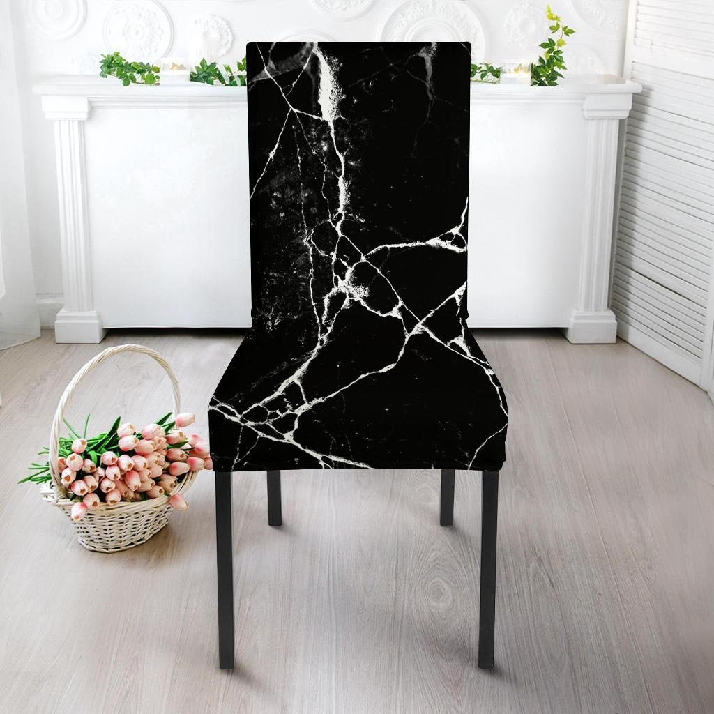 Black Cracked Marble Chair Cover-grizzshop