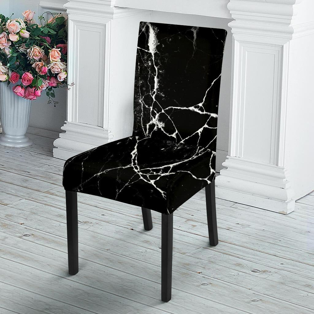 Black Cracked Marble Chair Cover-grizzshop