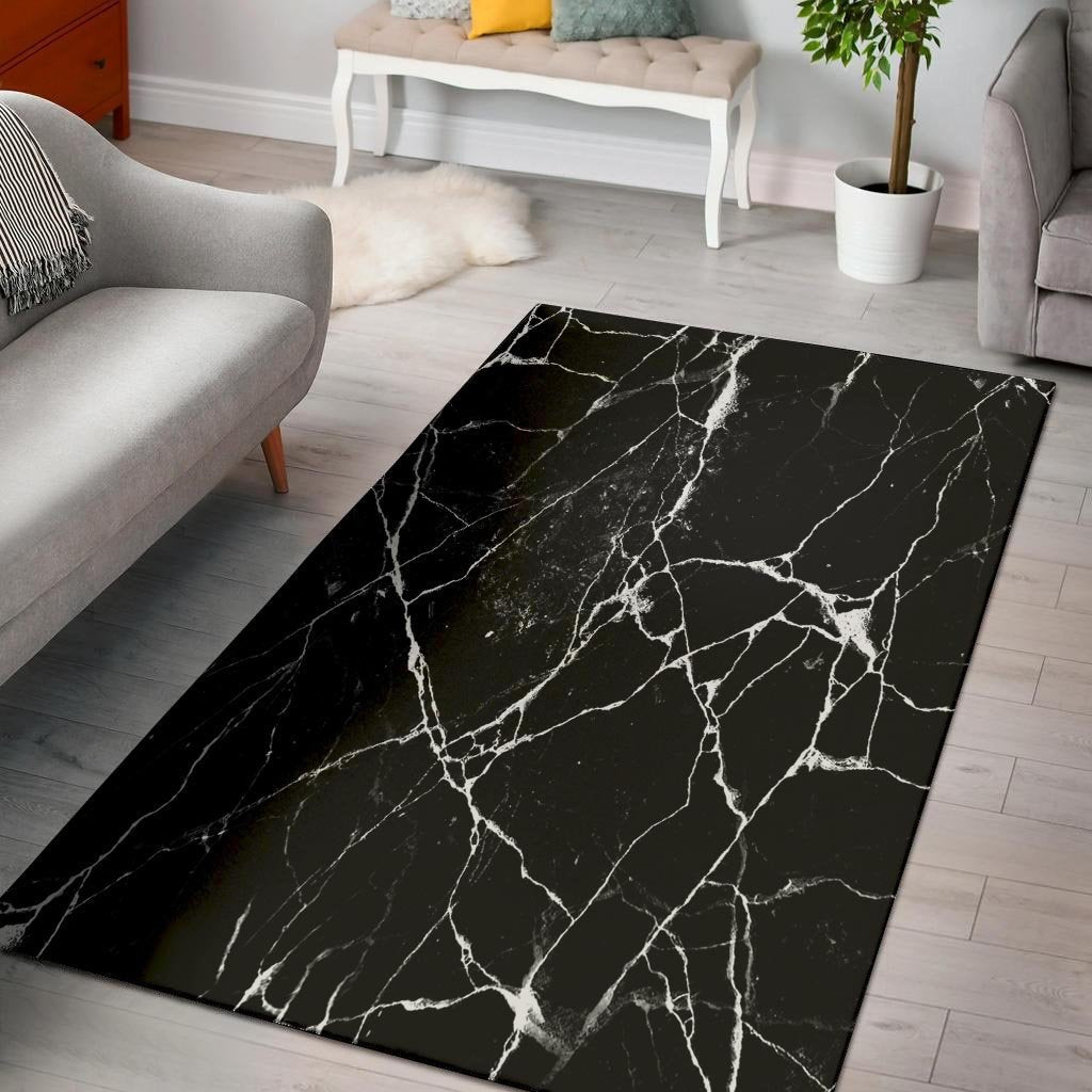 Black Cracked Marble Floor Mat-grizzshop