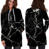 Black Cracked Marble Hoodie Dress-grizzshop