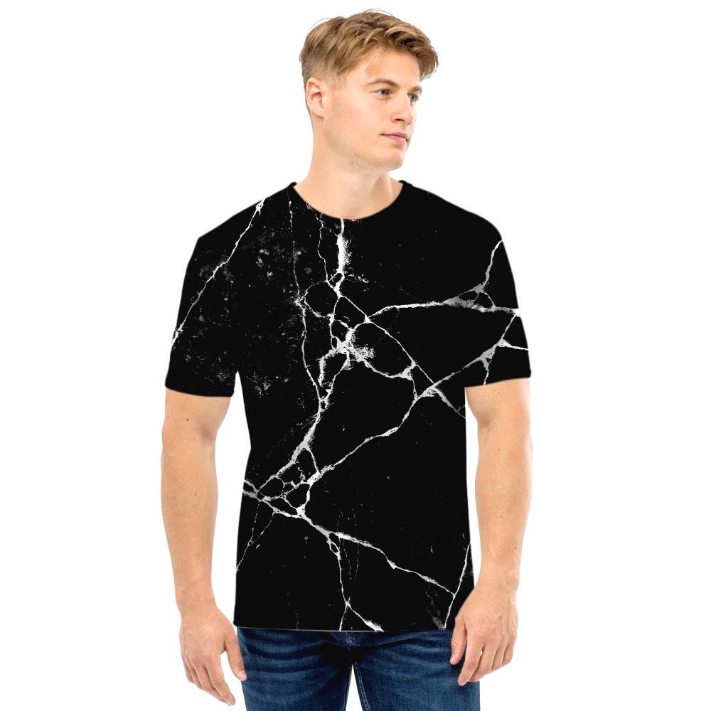 Black Cracked Marble Men T Shirt-grizzshop