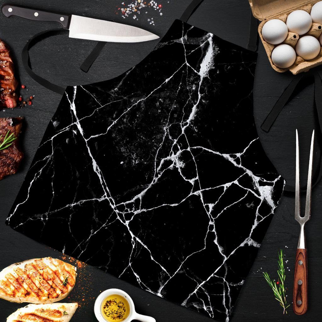 Black Cracked Marble Men's Apron-grizzshop