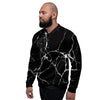 Black Cracked Marble Men's Bomber Jacket-grizzshop