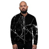 Black Cracked Marble Men's Bomber Jacket-grizzshop