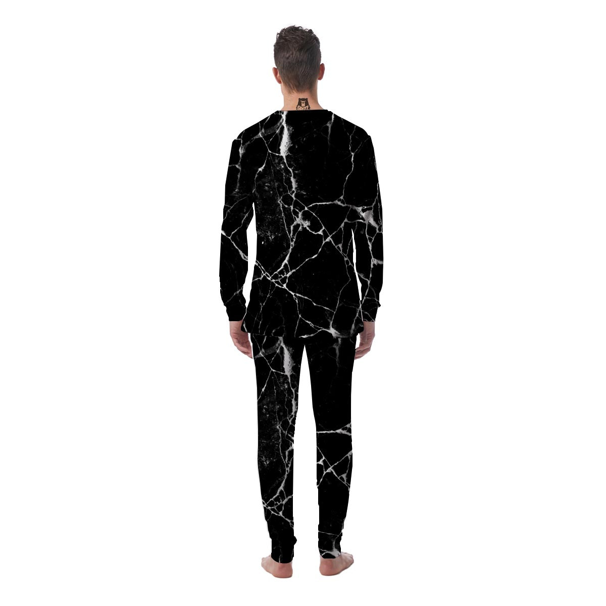 Black Cracked Marble Men's Pajamas-grizzshop