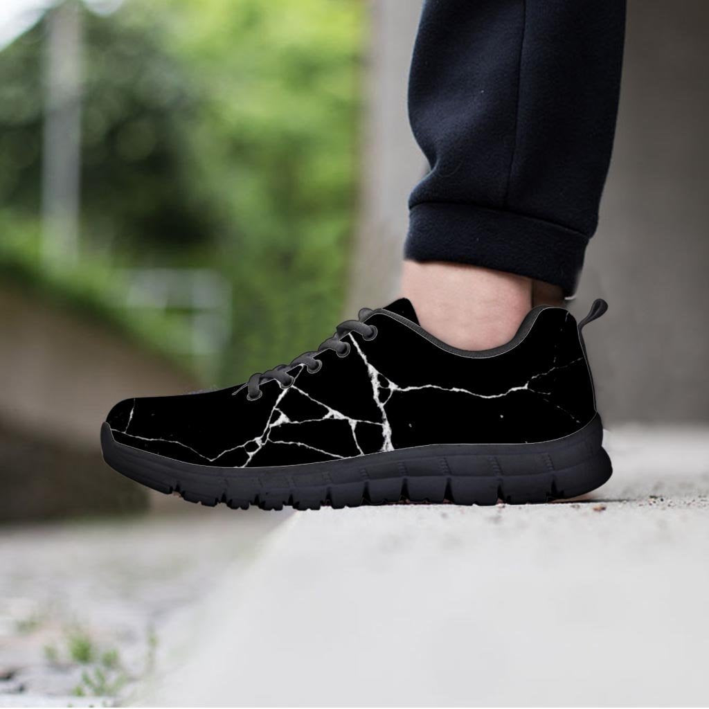 Black Cracked Marble Men's Sneakers-grizzshop