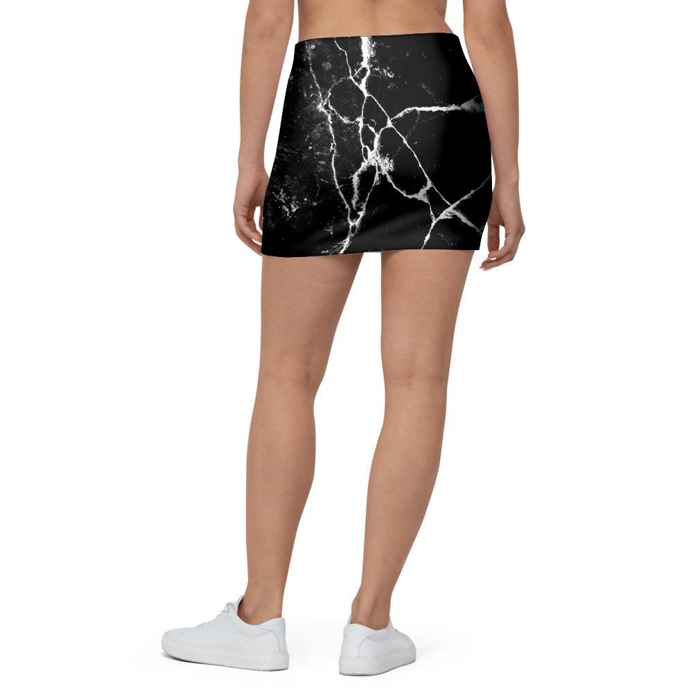 Black Cracked Marble Mini Skirt-grizzshop