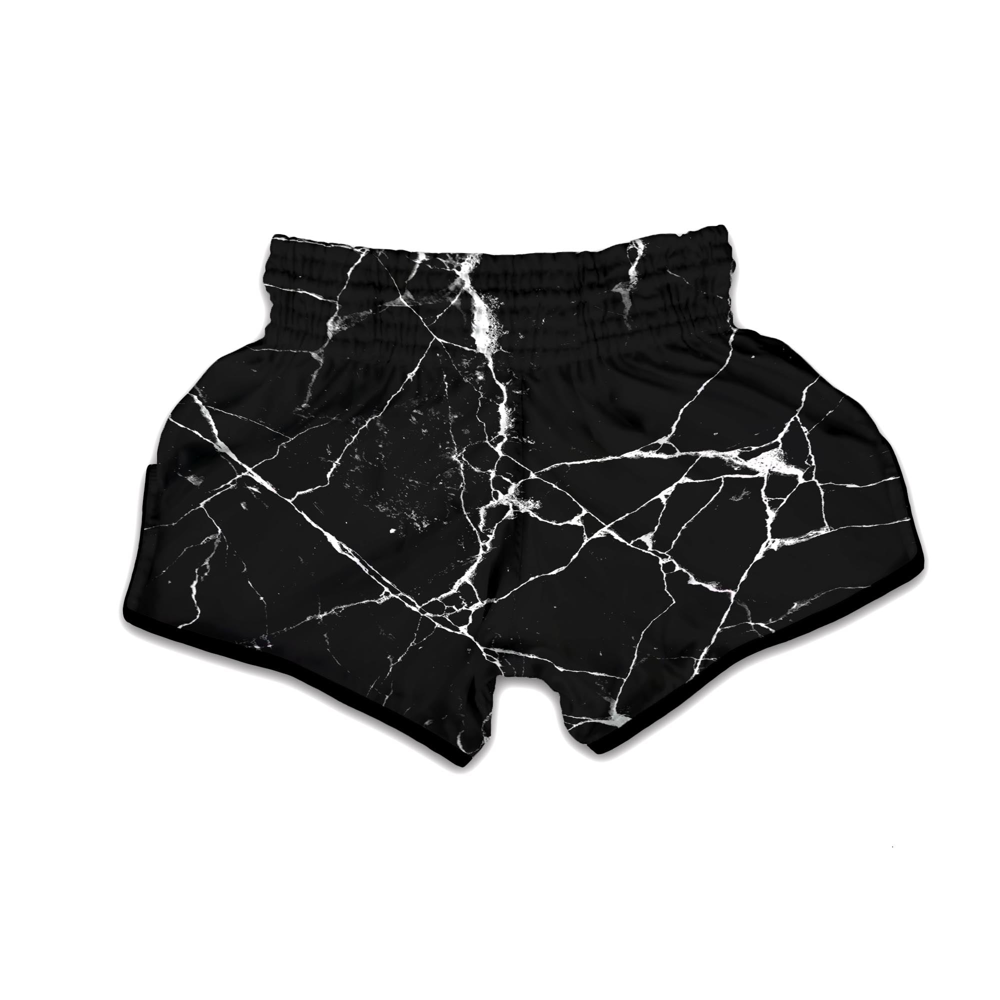 Black Cracked Marble Muay Thai Boxing Shorts-grizzshop