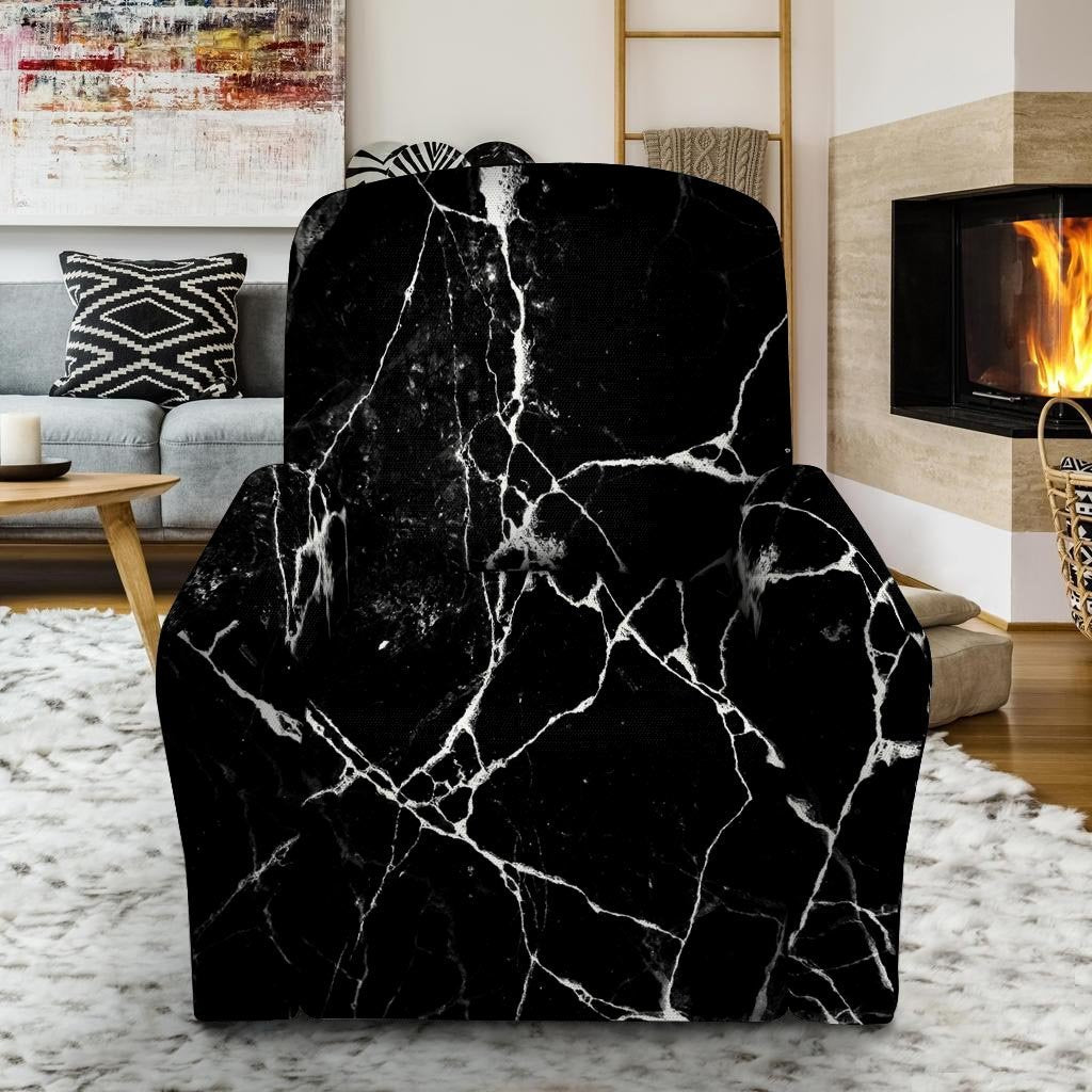 Black Cracked Marble Recliner Cover-grizzshop