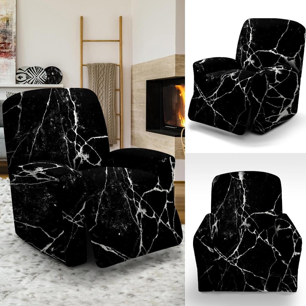 Black Cracked Marble Recliner Cover-grizzshop