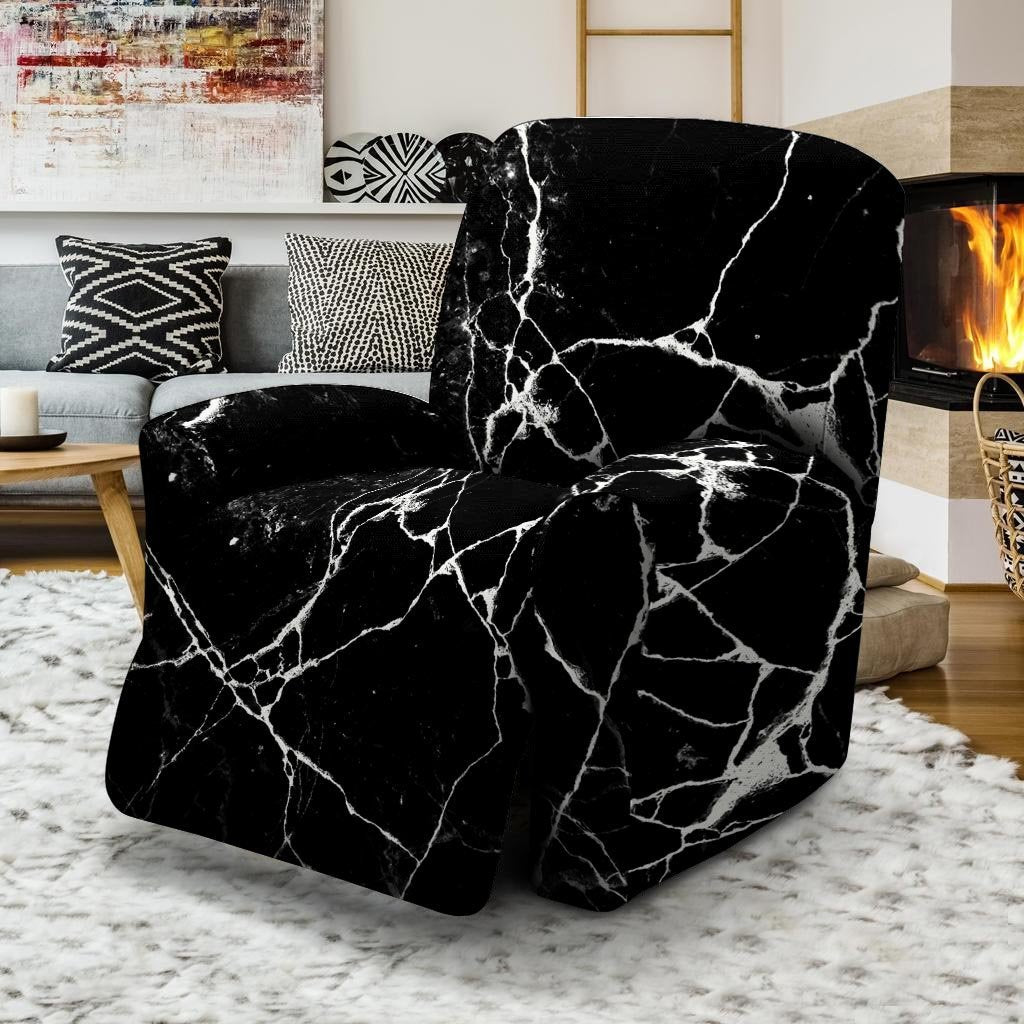 Black Cracked Marble Recliner Cover-grizzshop