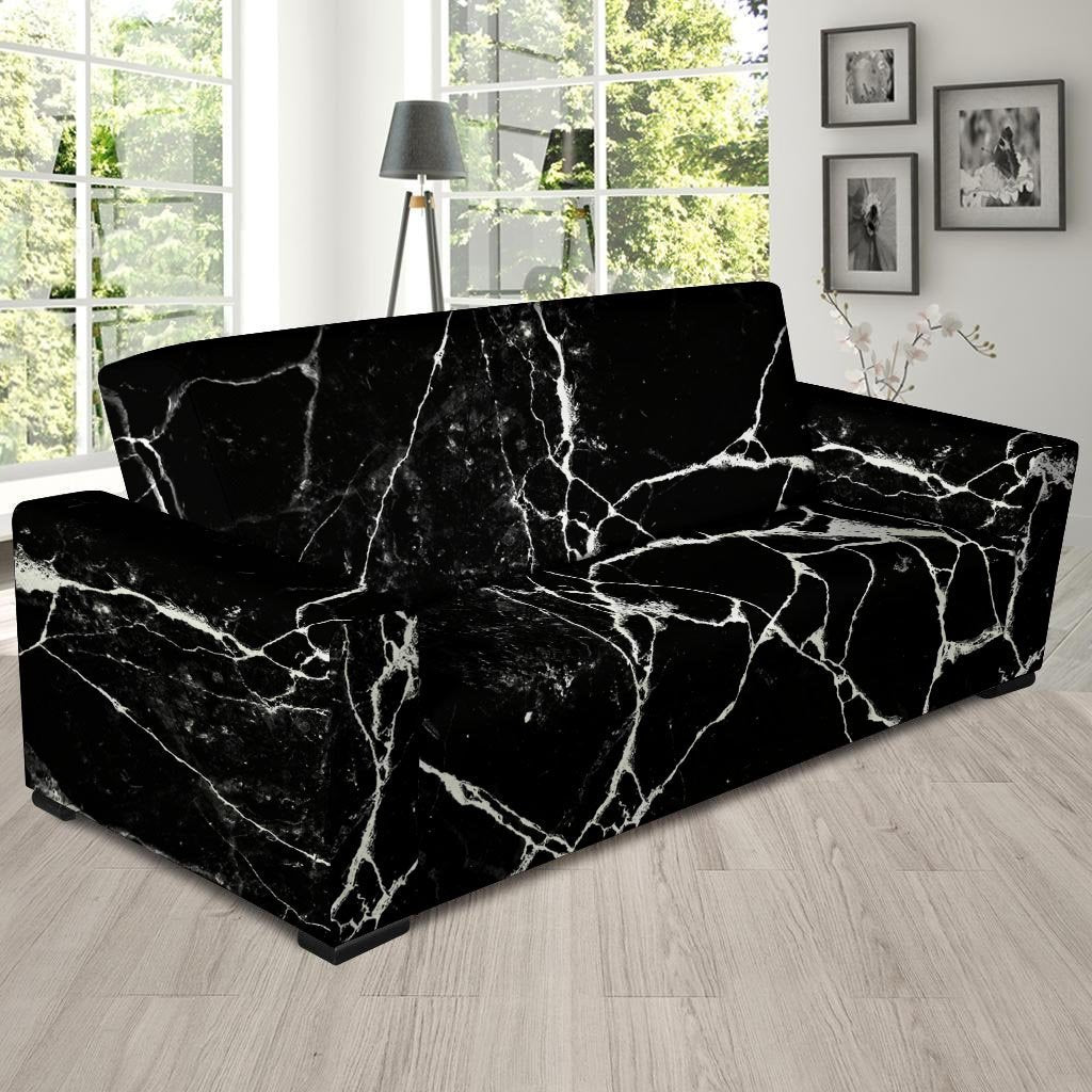 Black Cracked Marble Sofa Cover-grizzshop